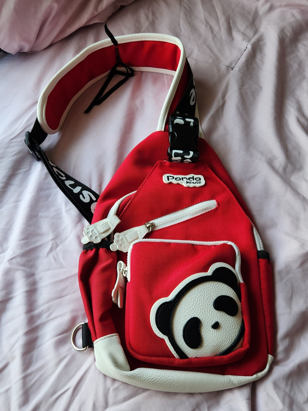 RARE Panda House Red Crossbody Sling Bag